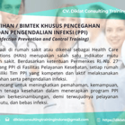 Gambar peserta Pelatihan Pencegahan dan Pengendalian Infeksi (PPI) oleh Diklat Consulting Training Indonesia, tampak sesi praktik dan diskusi prosedur pengendalian infeksi di rumah sakit.